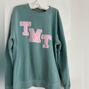 OG The Morning Toast Podcast Sorority Crewneck in Turquoise & Pink 🍞💖